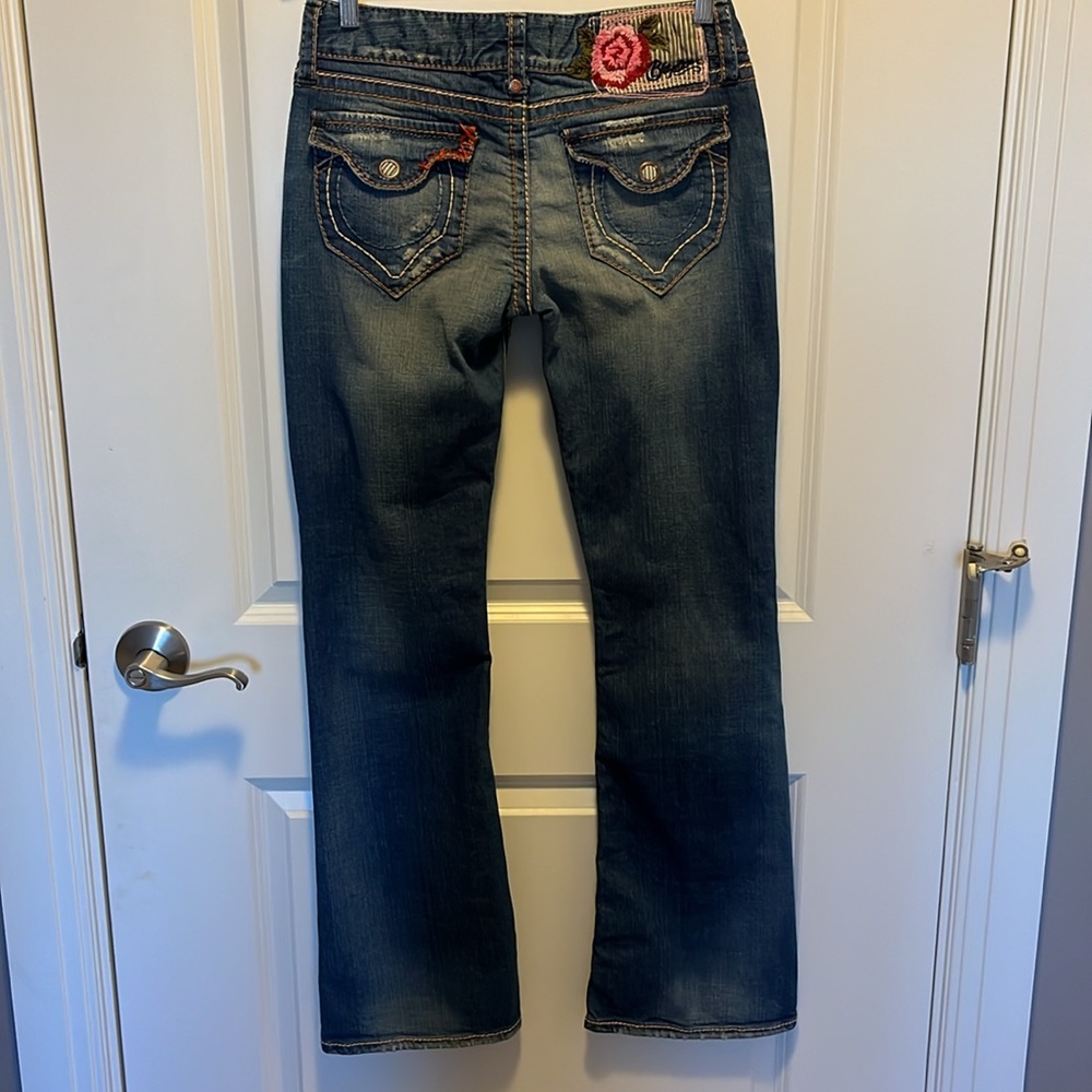 Vintage Blue Tattoo Jeans Flare Size 30 Y2K